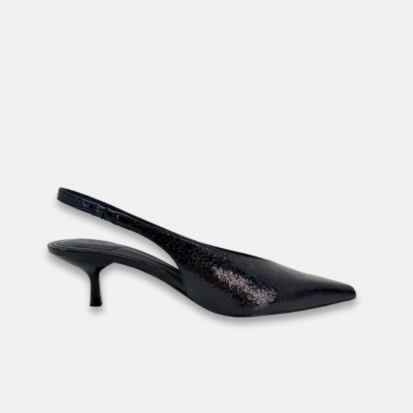 Giày cao gót bít mũi hở gót da nứt Rift