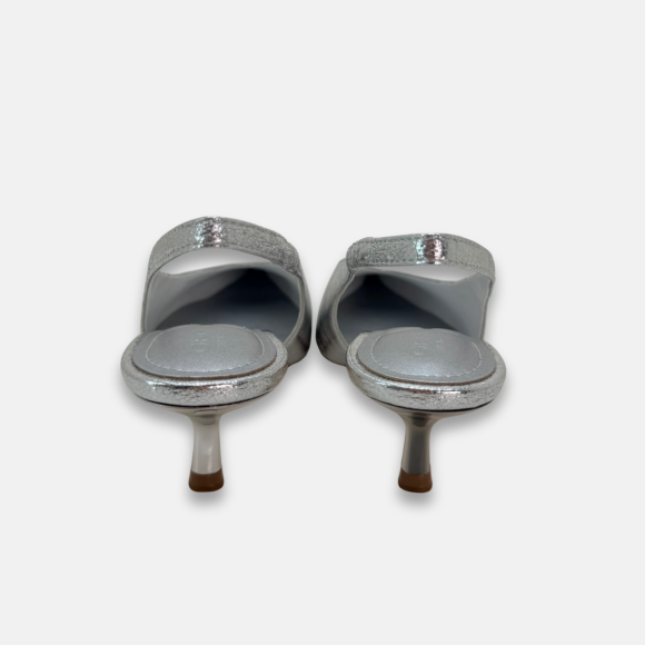 Giày cao gót bít mũi hở gót da nứt Rift - Đen