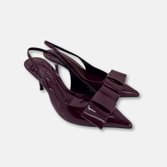 Giày cao gót bít mũi hở gót Burgundy Muse