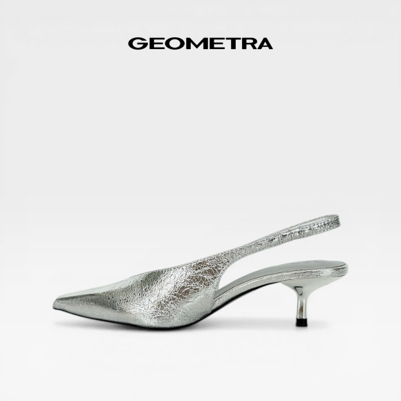 Giày cao gót bít mũi hở gót da nứt Rift WSB0725 - GEOMETRA