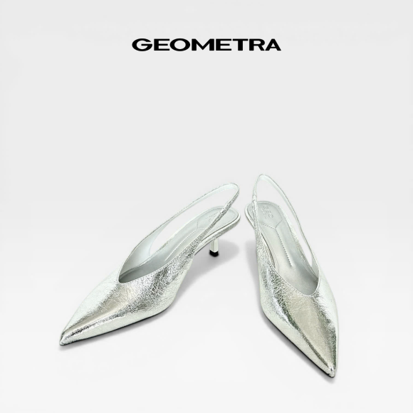 Giày cao gót bít mũi hở gót da nứt Rift WSB0725 - GEOMETRA