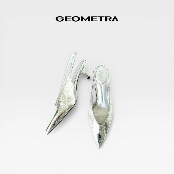 Giày cao gót bít mũi hở gót da nứt Rift WSB0725 - GEOMETRA