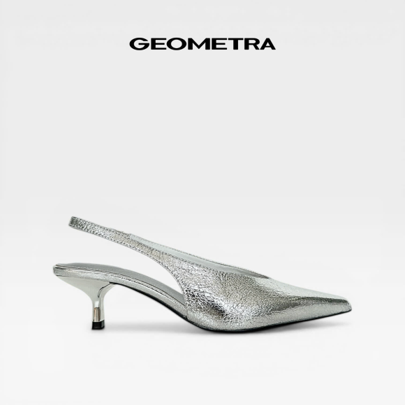 Giày cao gót bít mũi hở gót da nứt Rift WSB0725 - GEOMETRA