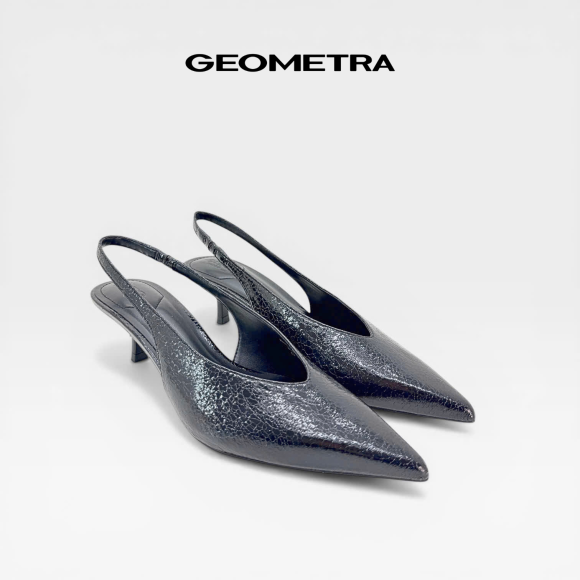 Giày cao gót bít mũi hở gót da nứt Rift WSB0725 - GEOMETRA