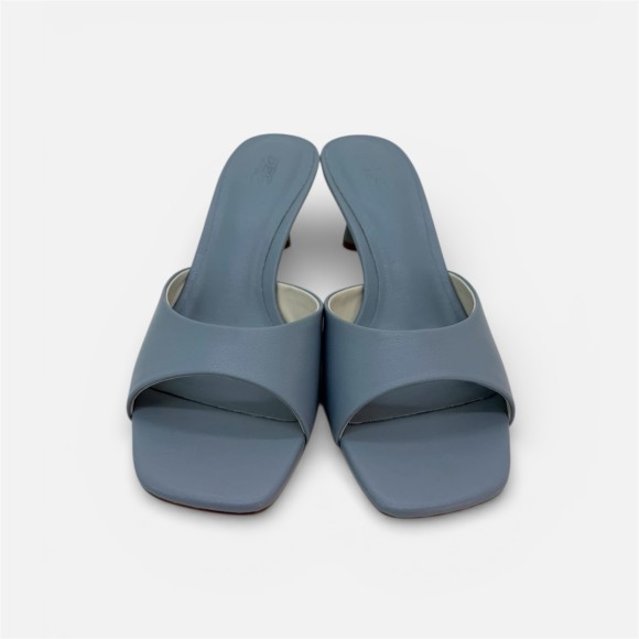 Giày cao gót hở mũi da PU mờ Aquamarine Mist - Xanh Pastel