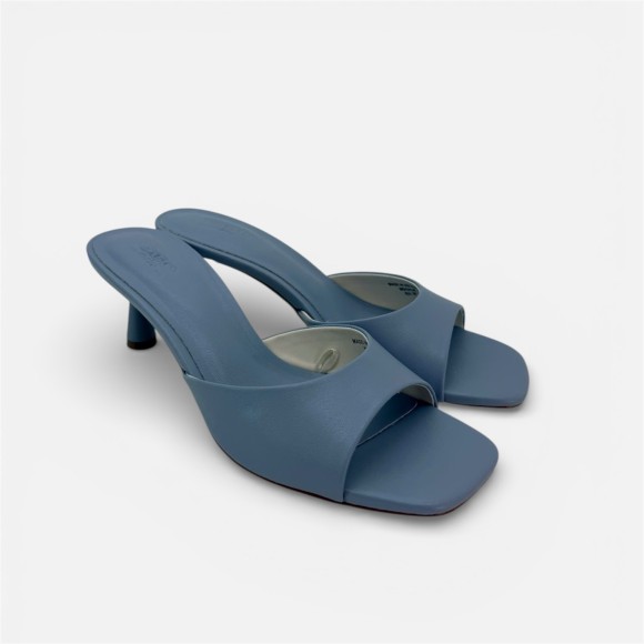 Giày cao gót hở mũi da PU mờ Aquamarine Mist - Xanh Pastel