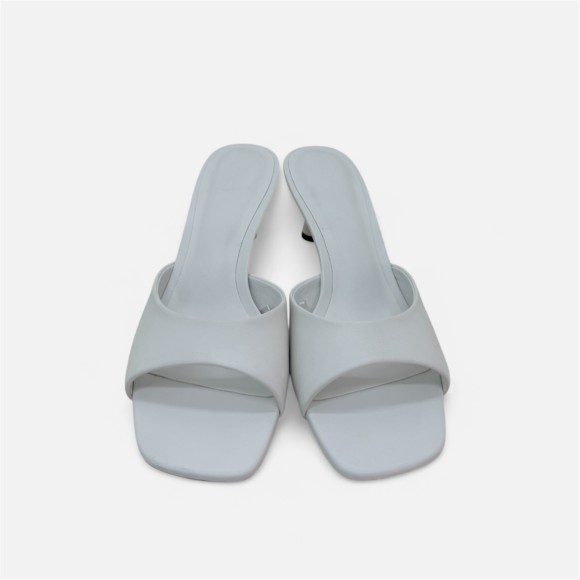 Giày cao gót hở mũi da PU mờ Aquamarine Mist - Xanh Pastel