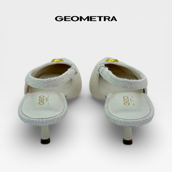 Slingback cao gót bít mũi hở gót Champagne Opal WSB0525 - GEOMETRA